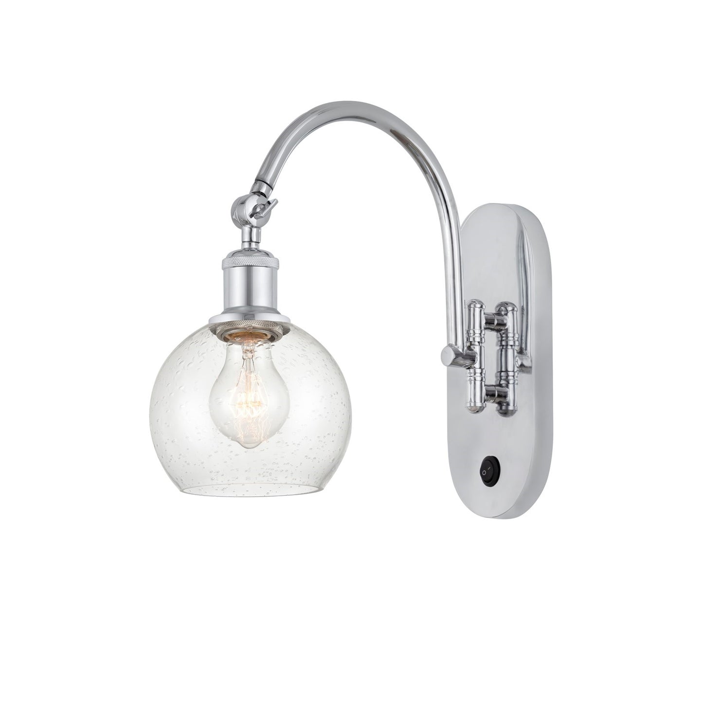 Innovations Athens 6in 1-Light Wall Sconce | Industrial Polished Chrome and Seedy Glass | Hallway & Bathroom Accent | Model 918-1W-PC-G124-6