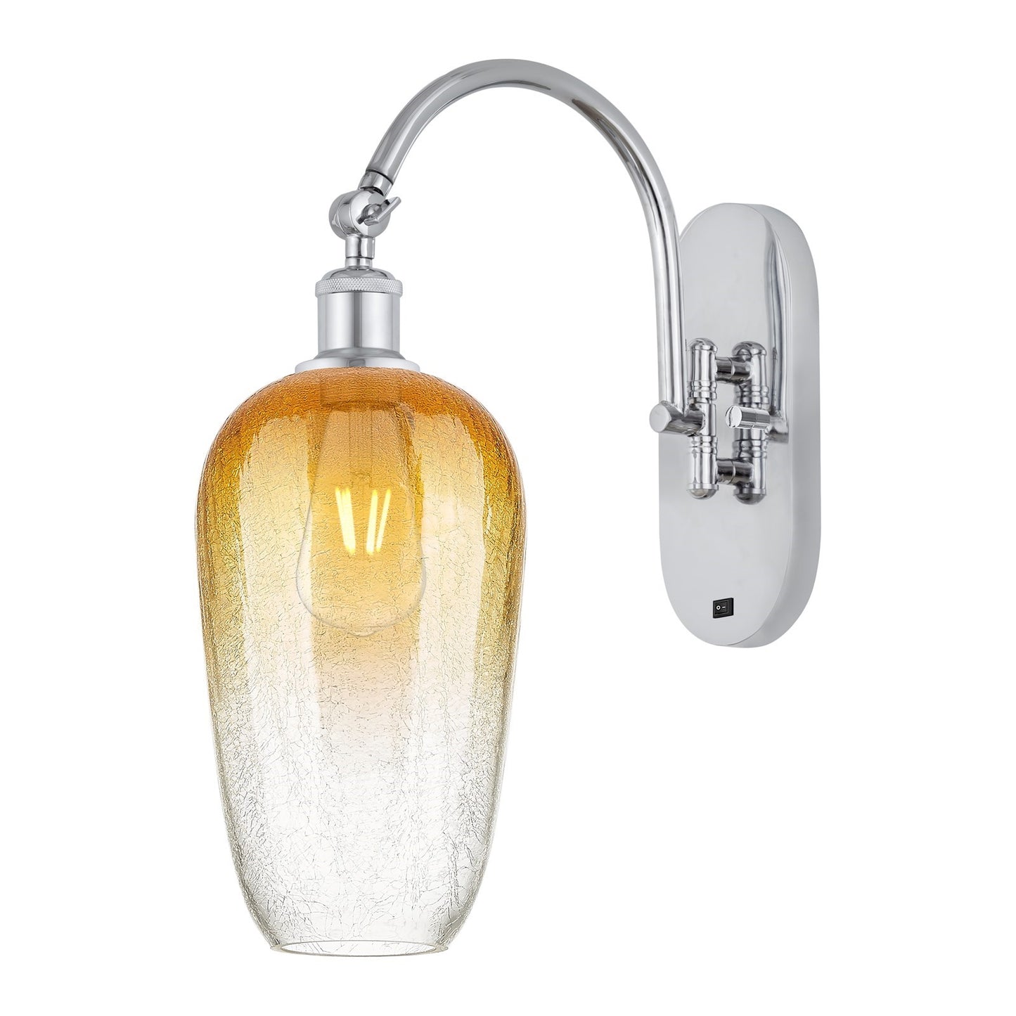 Innovations Brookhaven Flute 7in 1-Light Wall Sconce | Industrial Polished Chrome and Amber Glass | Hallway & Bathroom Accent | Model 918-1W-PC-G484-7AM