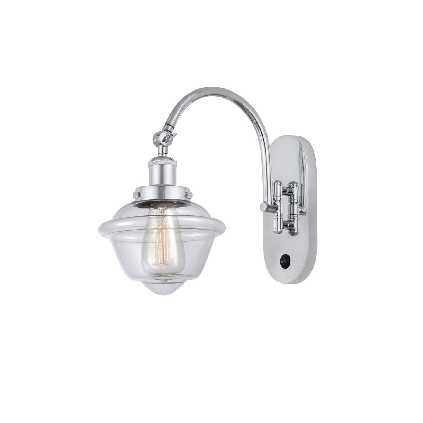 Innovations Oxford 1-Light Swing Arm Lamp | Traditional Polished Chrome Steel and Clear Glass | Bedroom & Living Room Reading | Model 918-1W-PC-G532-LED