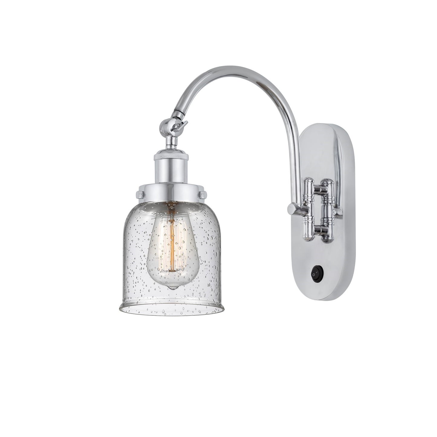 Innovations Bell 5in 1-Light Swing Arm Lamp | Industrial Polished Chrome and Seedy Glass | Bedroom & Living Room Reading Light | Model 918-1W-PC-G54-LED