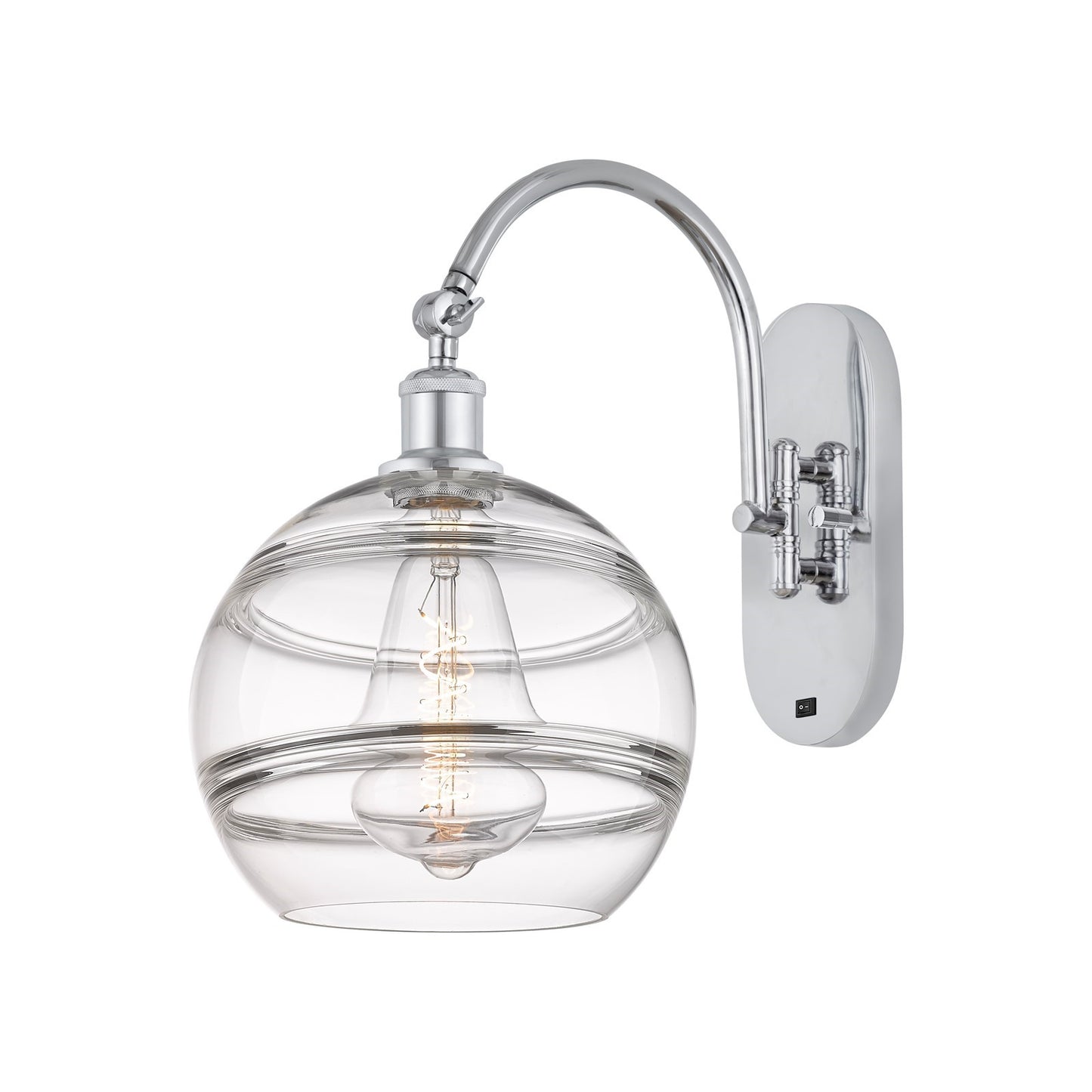 Innovations Rochester 10in 1-Light Wall Sconce | Industrial Polished Chrome and Clear Glass | Hallway & Living Room Accent | Model 918-1W-PC-G556-10CL