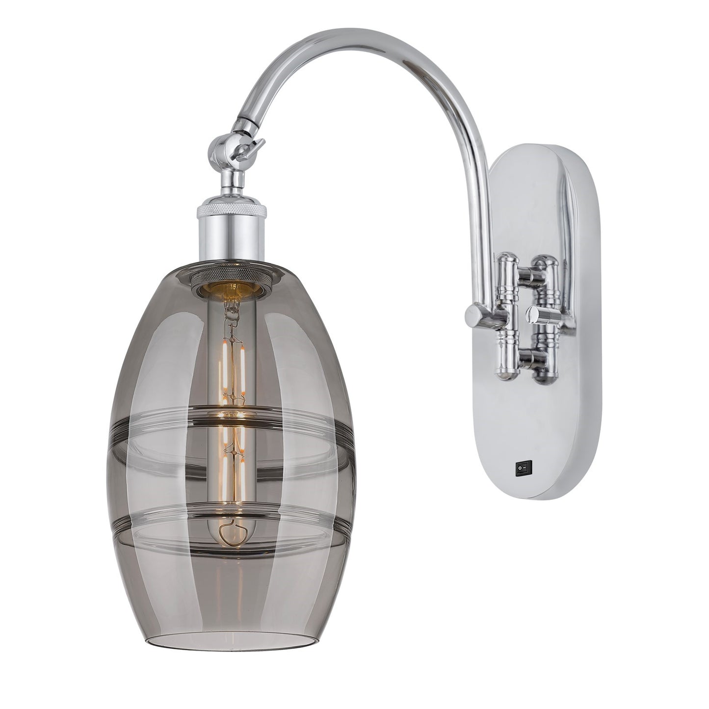 Innovations Vaz 6in 1-Light Wall Sconce | Industrial Polished Chrome and Light Smoke Glass | Bedroom & Hallway Accent | Model 918-1W-PC-G557-6SM