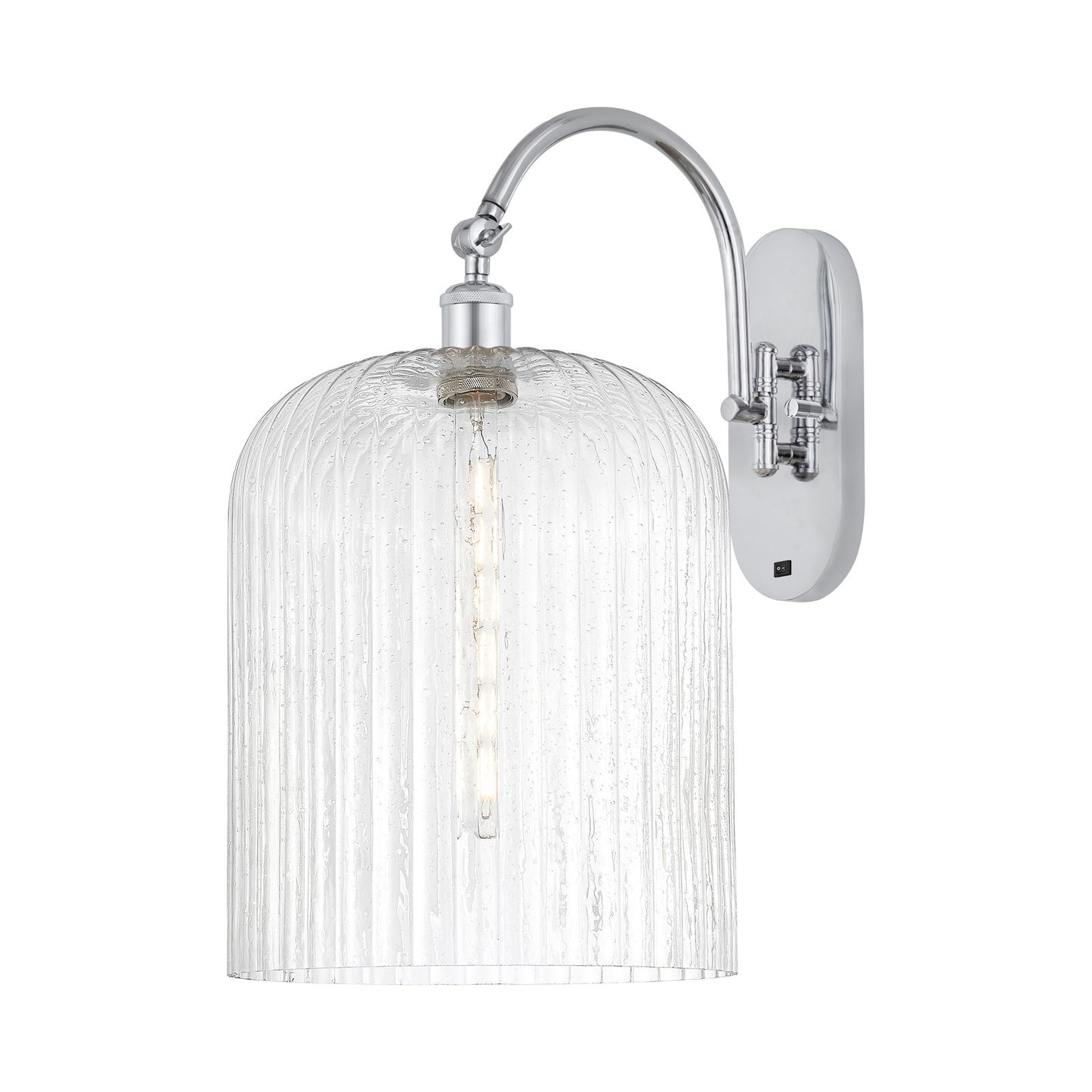 Innovations Bridal Veil 12in 1-Light Wall Sconce | Industrial Polished Chrome and Seedy Ribbed Glass | Bedroom & Hallway | Model 918-1W-PC-G559-12SDY