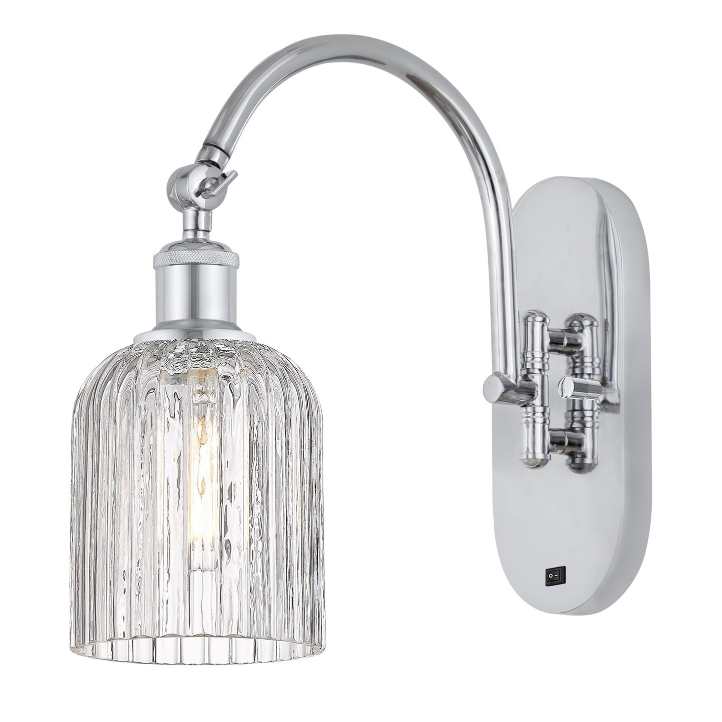 Innovations Bridal Veil 5in 1-Light Wall Sconce | Industrial Polished Chrome and Clear Ribbed Glass | Bedroom & Hallway Accent | Model 918-1W-PC-G559-5CL