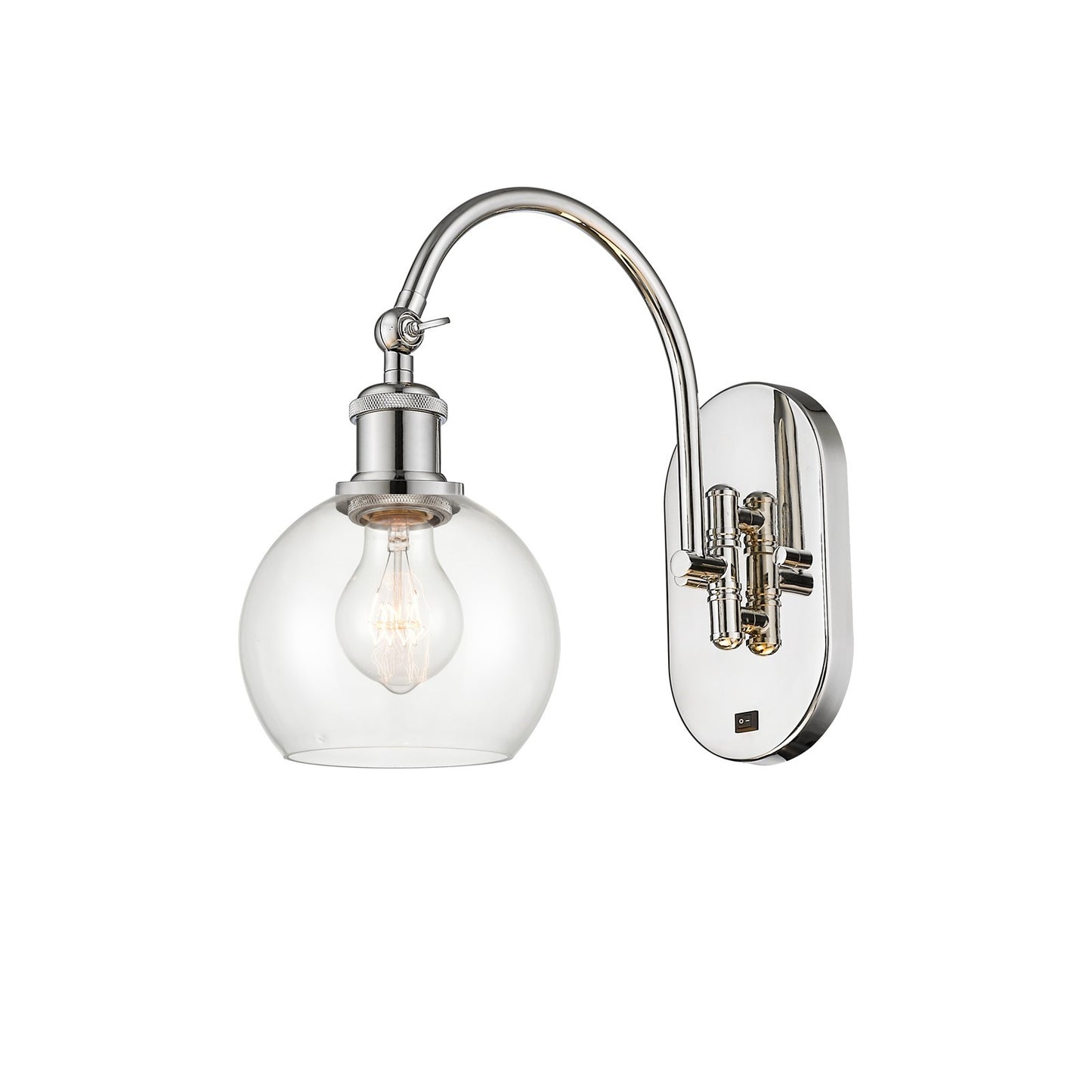 Innovations Athens 5.88in 1-Light Wall Sconce | Industrial Polished Nickel and Clear Glass | Bedroom & Hallway Accent | Model 918-1W-PN-G122-6