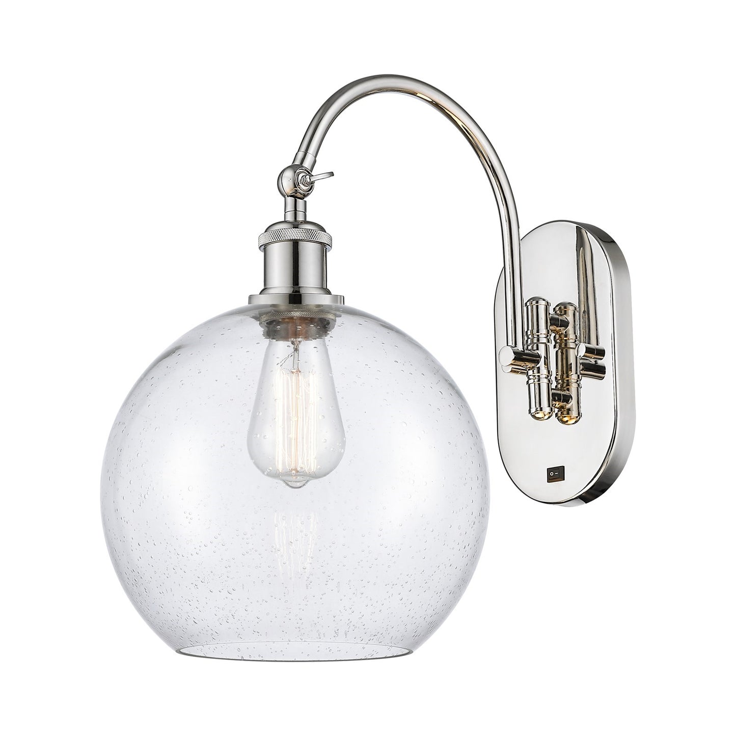 Innovations Athens 10in 1-Light Wall Sconce | Industrial Polished Nickel Steel and Seedy Glass | Hallway & Bathroom Accent | Model 918-1W-PN-G124-10