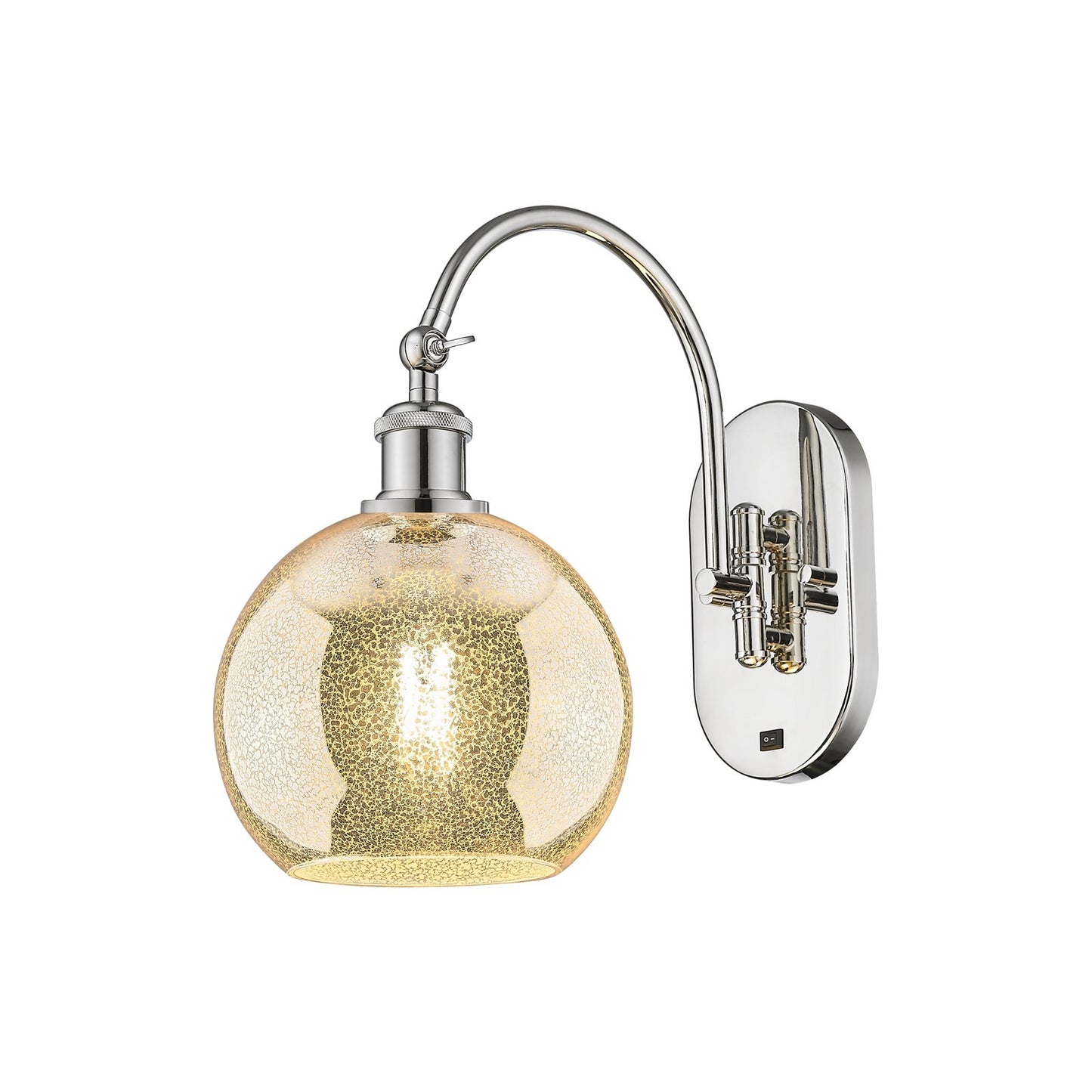 Innovations Athens 8in 1-Light Wall Sconce | Industrial Polished Nickel and Mercury Glass | Bedroom & Hallway Accent Light | Model 918-1W-PN-G128-8