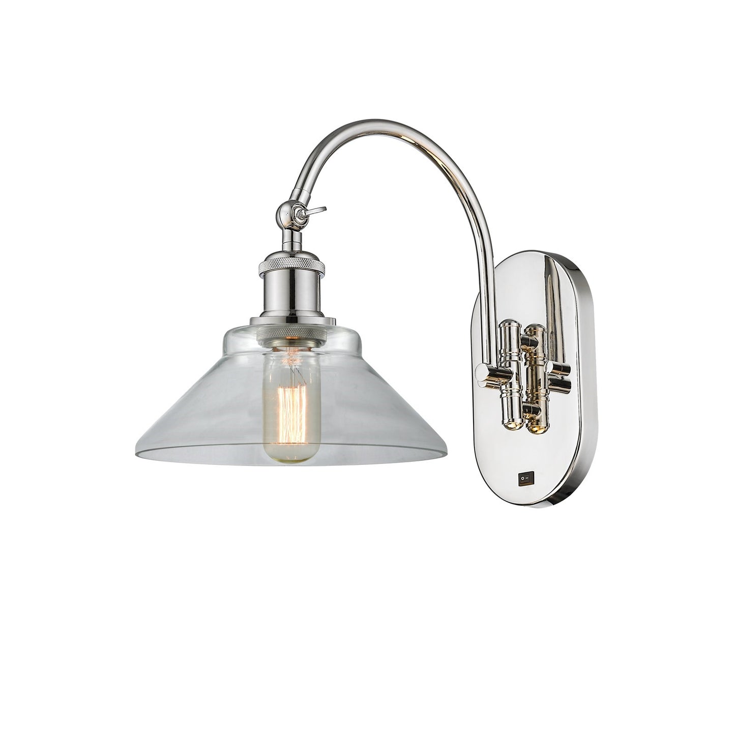Innovations Orwell 8in 1-Light Wall Sconce | Industrial Polished Nickel and Clear Glass | Bedroom & Hallway Accent | Model 918-1W-PN-G132