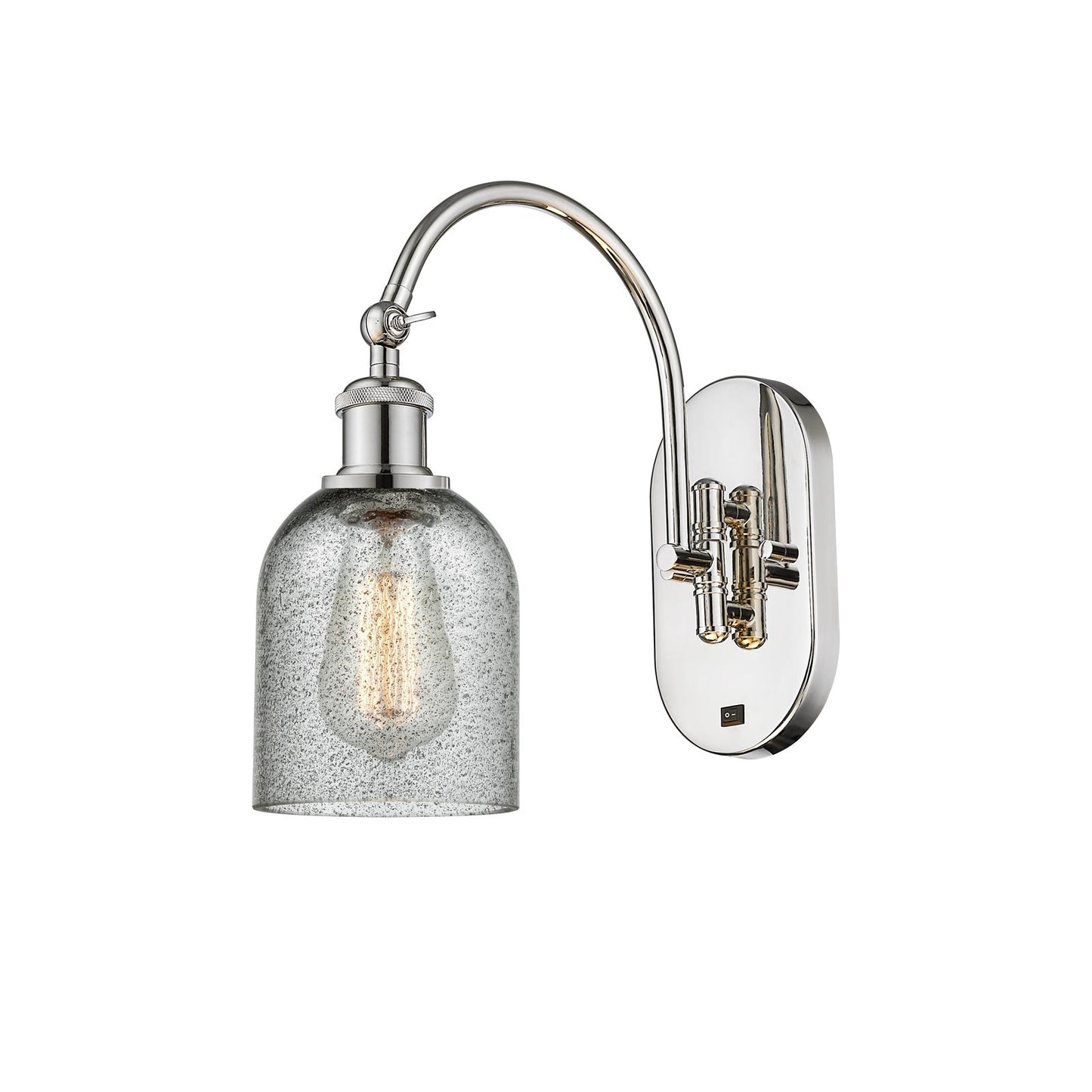 Innovations Caledonia 5in 1-Light Wall Sconce | Industrial Polished Nickel and Charcoal Glass | Living Room & Hallway Accent Light | Model 918-1W-PN-G257