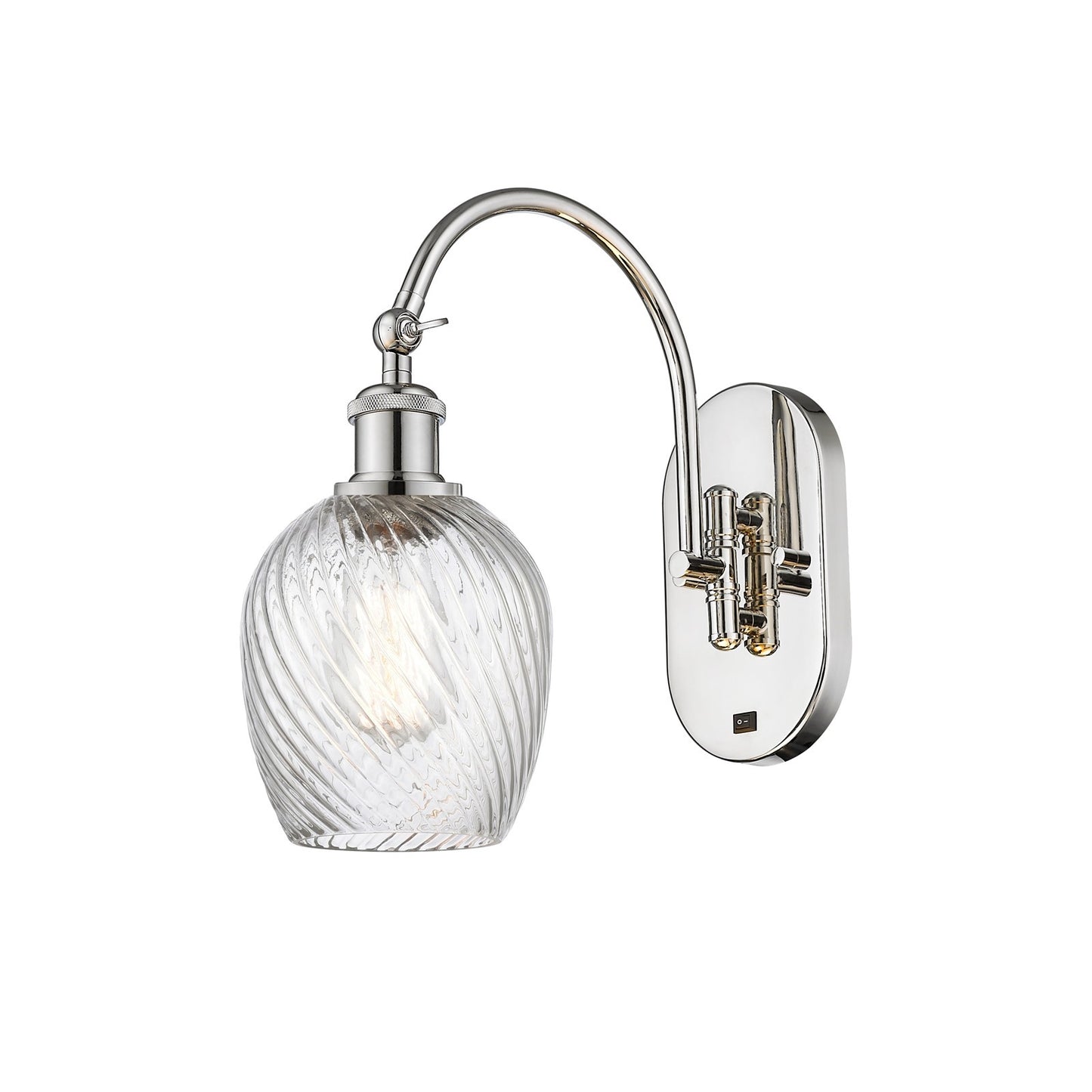 Innovations Salina 5.75in 1-Light Wall Sconce | Industrial Polished Nickel and Clear Spiral Fluted Glass | Bedroom & Hallway Accent | Model 918-1W-PN-G292