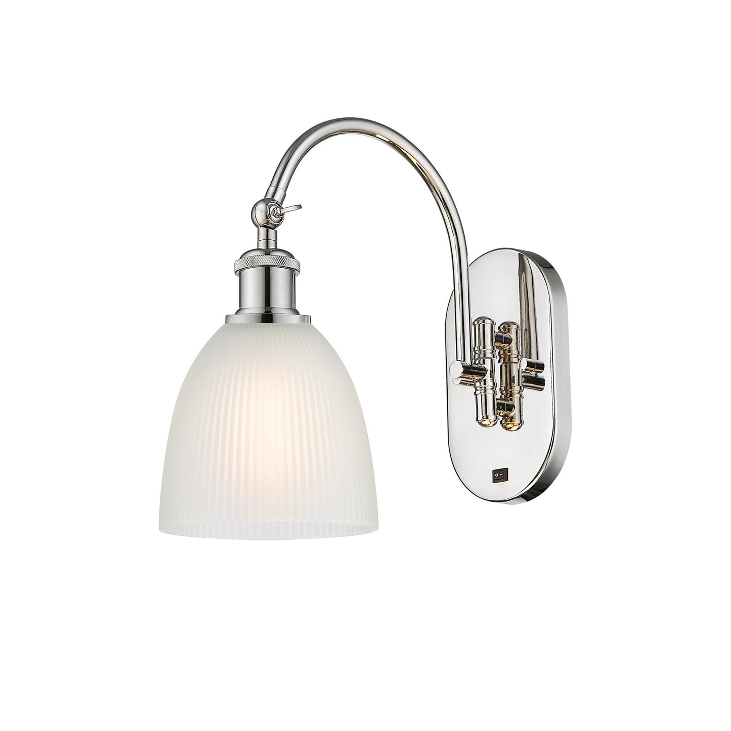 Innovations Castile 6in 1-Light Wall Sconce | Industrial Polished Nickel and White Glass | Bedroom & Hallway Accent | 6 x 13 in | Model 918-1W-PN-G381