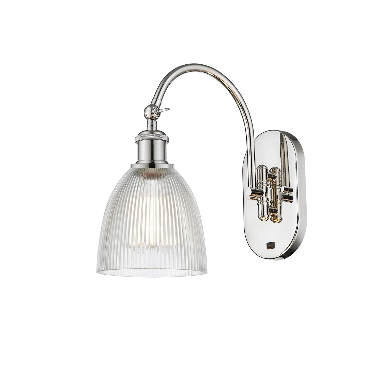 Innovations Castile 6in 1-Light Wall Sconce | Industrial Polished Nickel and Clear Glass | Bedroom & Hallway Accent | 6 x 13 in | Model 918-1W-PN-G382