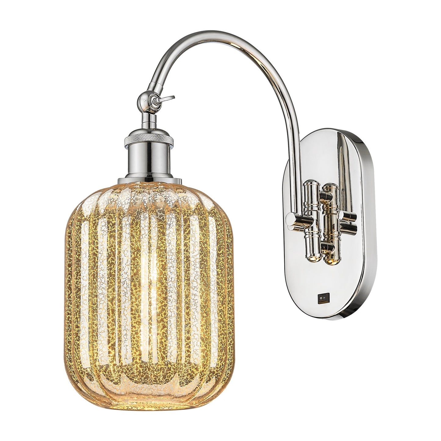 Innovations Preston Cylinder 6.75in 1-Light Wall Sconce | Industrial Polished Nickel and Mercury Glass | Hallway & Bathroom | Model 918-1W-PN-G460-7ME