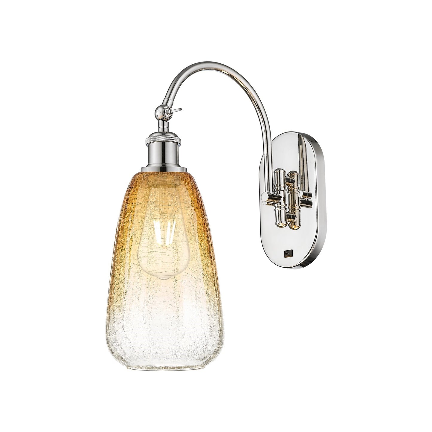Innovations Brookhaven Almond 6in 1-Light Wall Sconce | Industrial Polished Nickel and Amber Glass | Hallway & Bathroom Accent | Model 918-1W-PN-G480-6AM