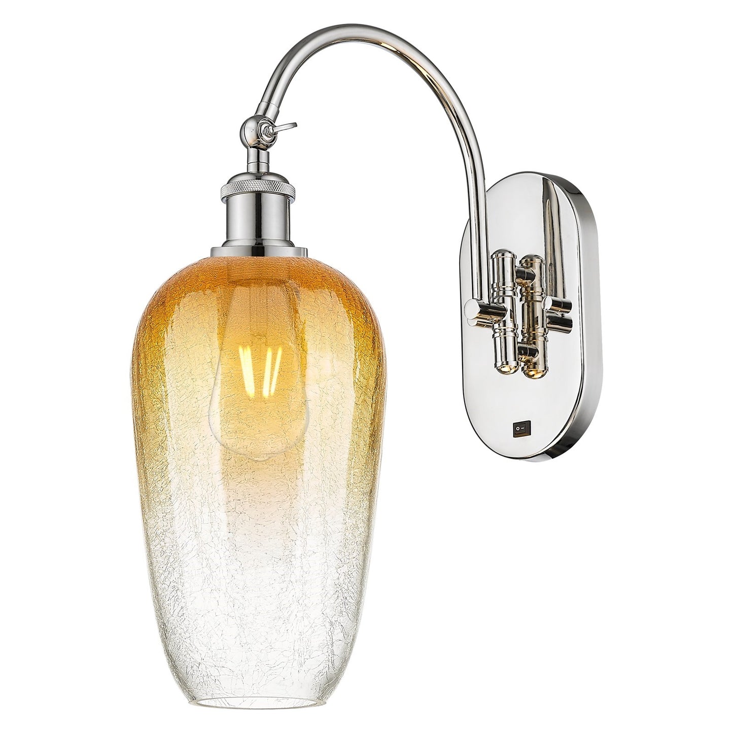Innovations Brookhaven Flute 7in 1-Light Wall Sconce | Industrial Polished Nickel and Amber Glass | Bathroom & Hallway Accent | Model 918-1W-PN-G484-7AM