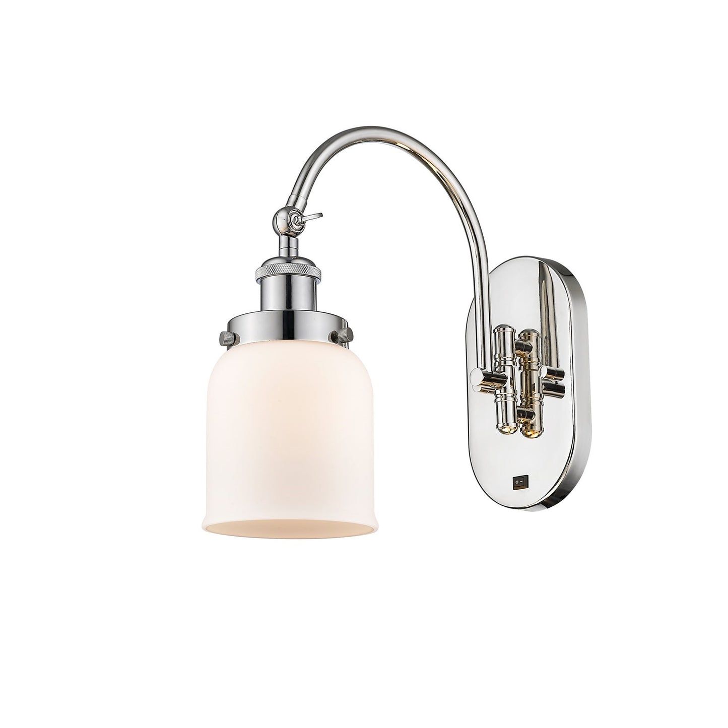 Innovations Bell 5in 1-Light Swing Arm Lamp | Industrial Polished Nickel and Matte White Frosted Glass | Bedroom Reading & Living | Model 918-1W-PN-G51
