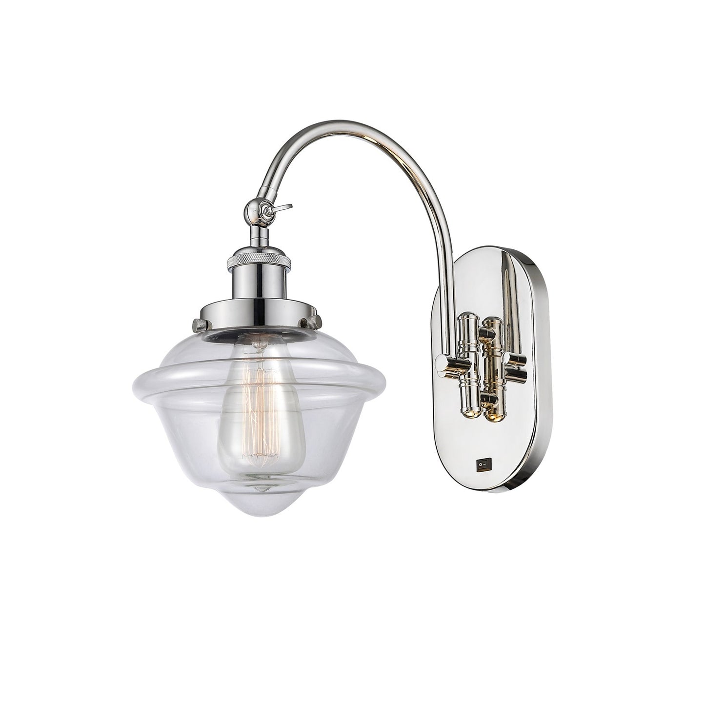 Innovations Oxford 7.5in 1-Light Swing Arm Lamp | Traditional Polished Nickel and Clear Glass | Bedroom & Living Room Reading | Model 918-1W-PN-G532-LED