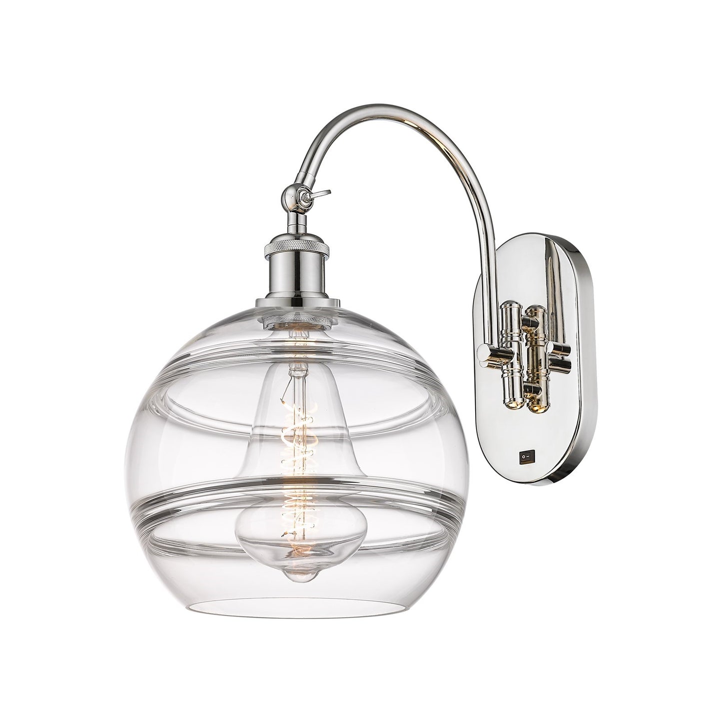 Innovations Rochester 10in 1-Light Wall Sconce | Industrial Polished Nickel Steel and Clear Glass | Bedroom & Hallway Accent | Model 918-1W-PN-G556-10CL