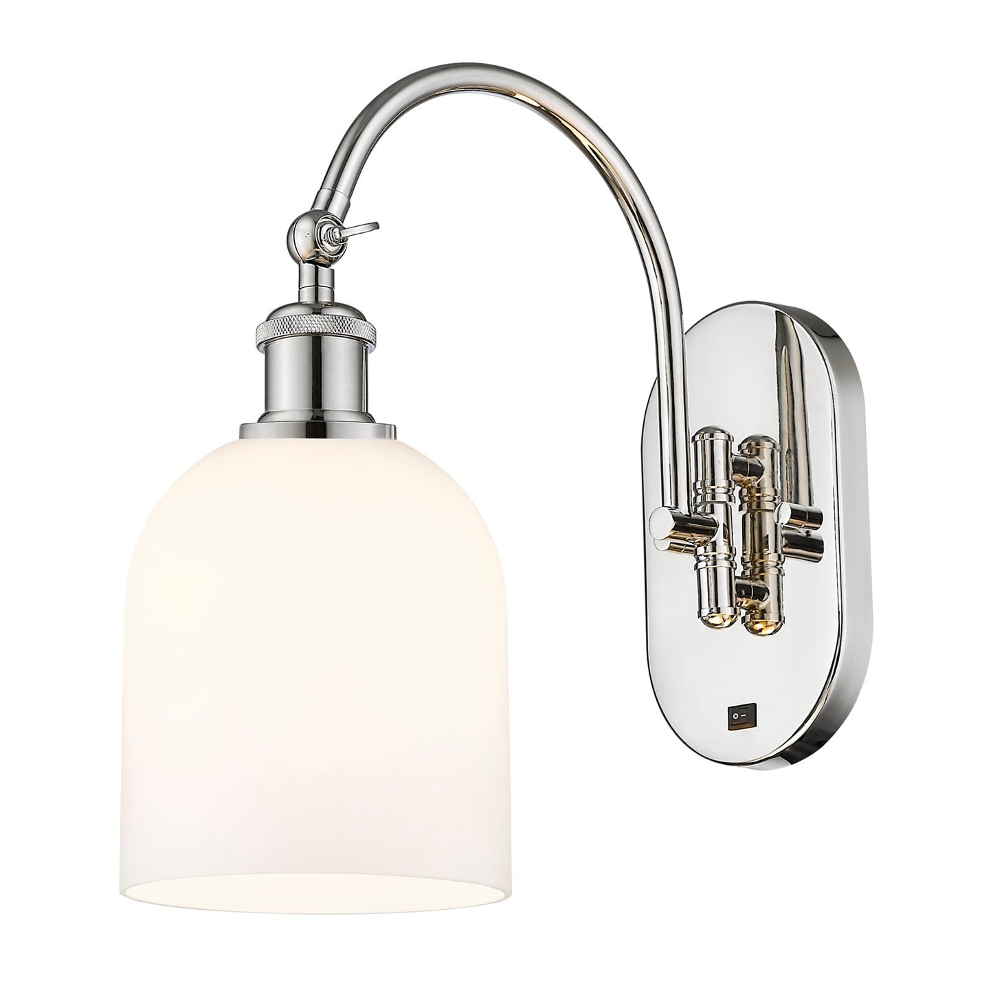 Innovations Bella 5.5in 1-Light Wall Sconce | Industrial Polished Nickel and White Glass | Bedroom & Hallway Accent | Model 918-1W-PN-G558-6GWH