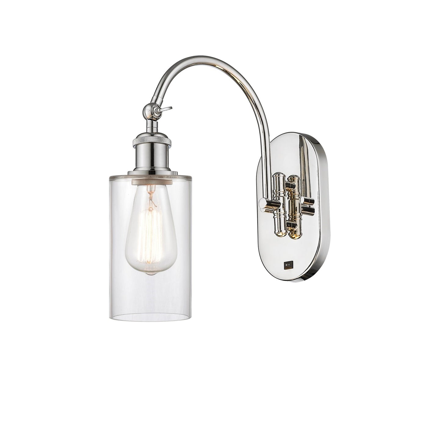 Innovations Clymer 4in 1-Light Wall Sconce | Industrial Modern Polished Nickel Steel and Clear Glass | Hallway & Bathroom Accent | Model 918-1W-PN-G802