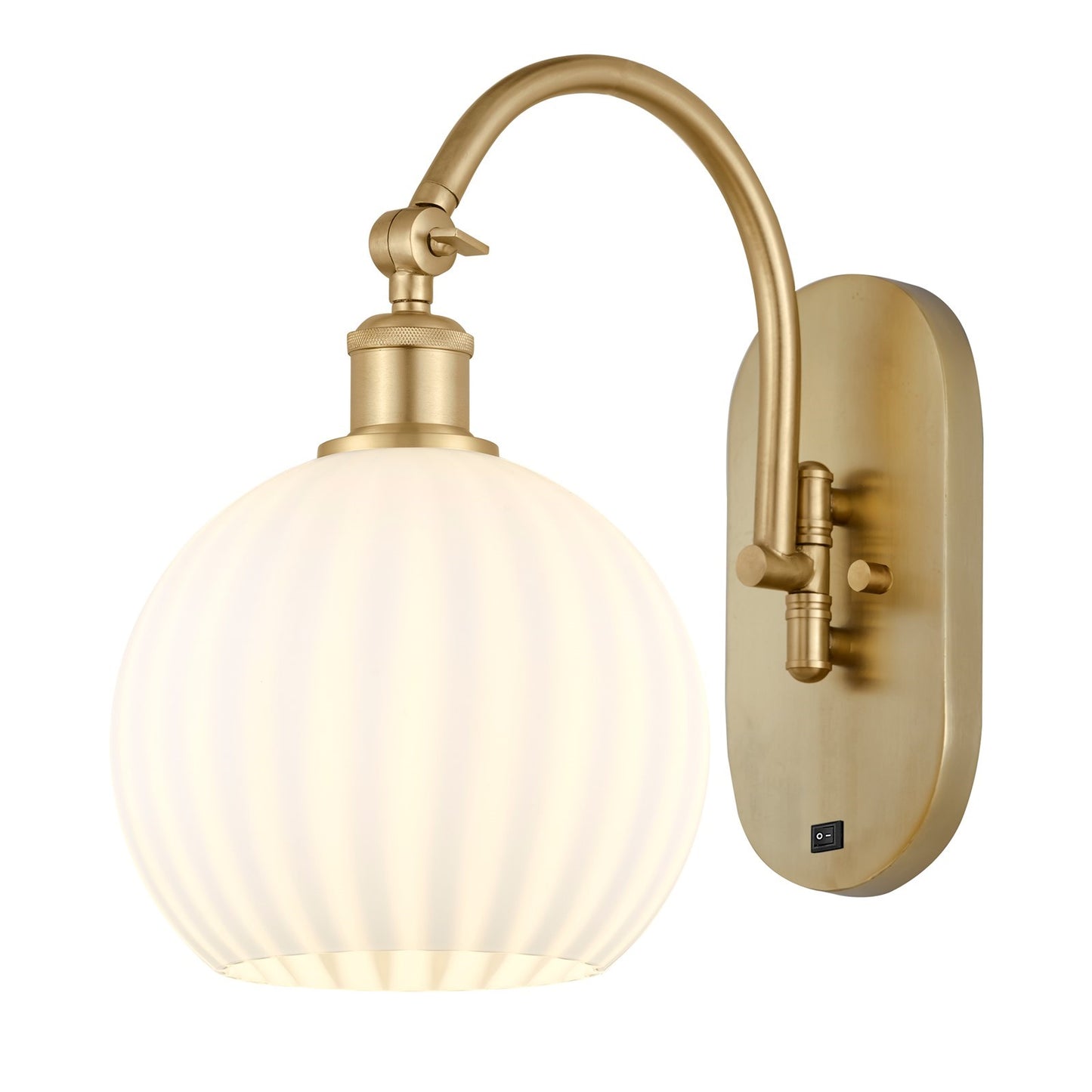 Innovations Lighting Ballston 8in 1-Light Wall Sconce | Industrial Satin Gold Steel and White Venetian Glass | Damp Rated | Model 918-1W-SG-G1217-8WV