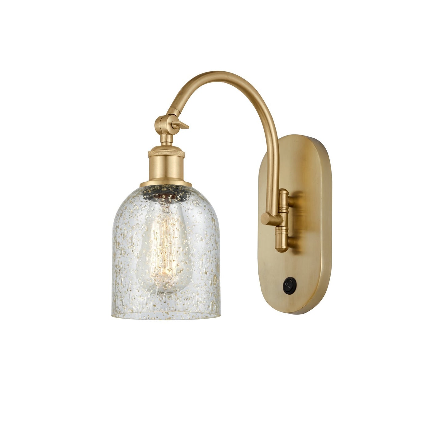 Innovations Caledonia 5in 1-Light Wall Sconce | Industrial Satin Gold Steel and Mica Colorful Glass | Bedroom & Hallway Accent | Model 918-1W-SG-G259