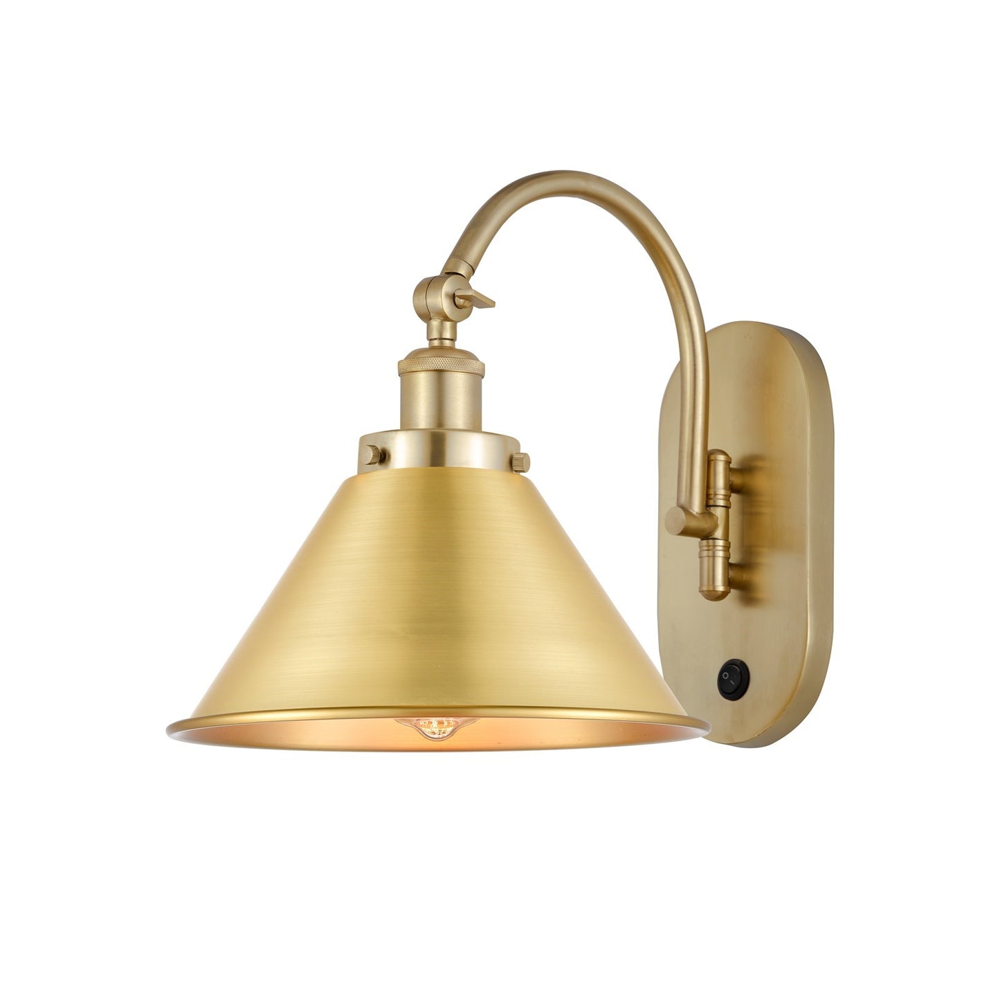Innovations Briarcliff 10in 1-Light Swing Arm Sconce | Industrial Satin Gold Steel and Cast Brass with Satin Gold Metal Shade | Model 918-1W-SG-M10-SG