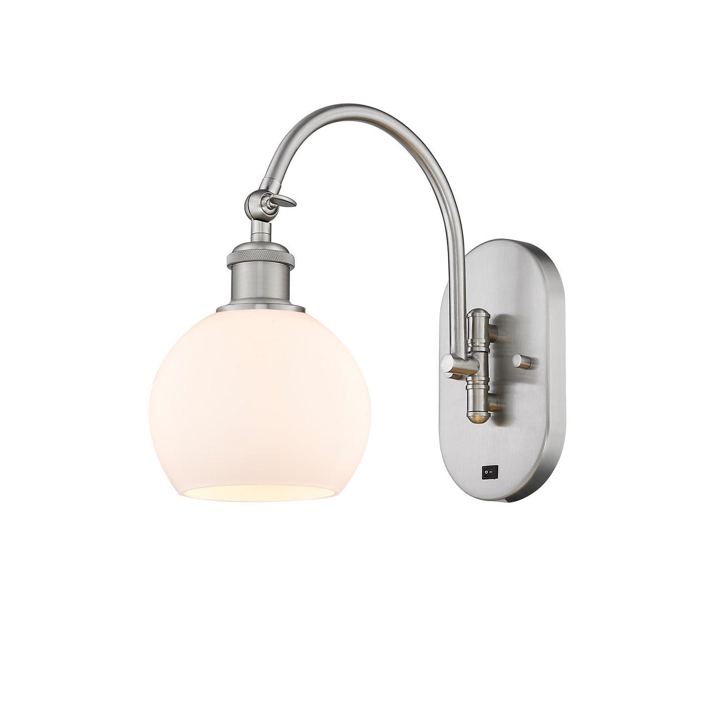 Innovations Athens 6in 1-Light Wall Sconce | Industrial Brushed Satin Nickel and Matte White Glass | Bathroom & Hallway Accent | Model 918-1W-SN-G121-6
