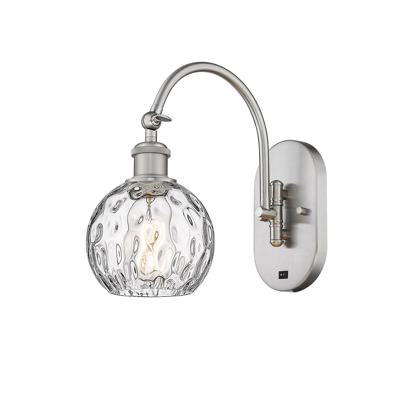 Innovations Athens Water Glass 6in 1-Light Wall Sconce | Industrial Brushed Satin Nickel and Clear Water Glass | Bedroom & | Model 918-1W-SN-G1215-6