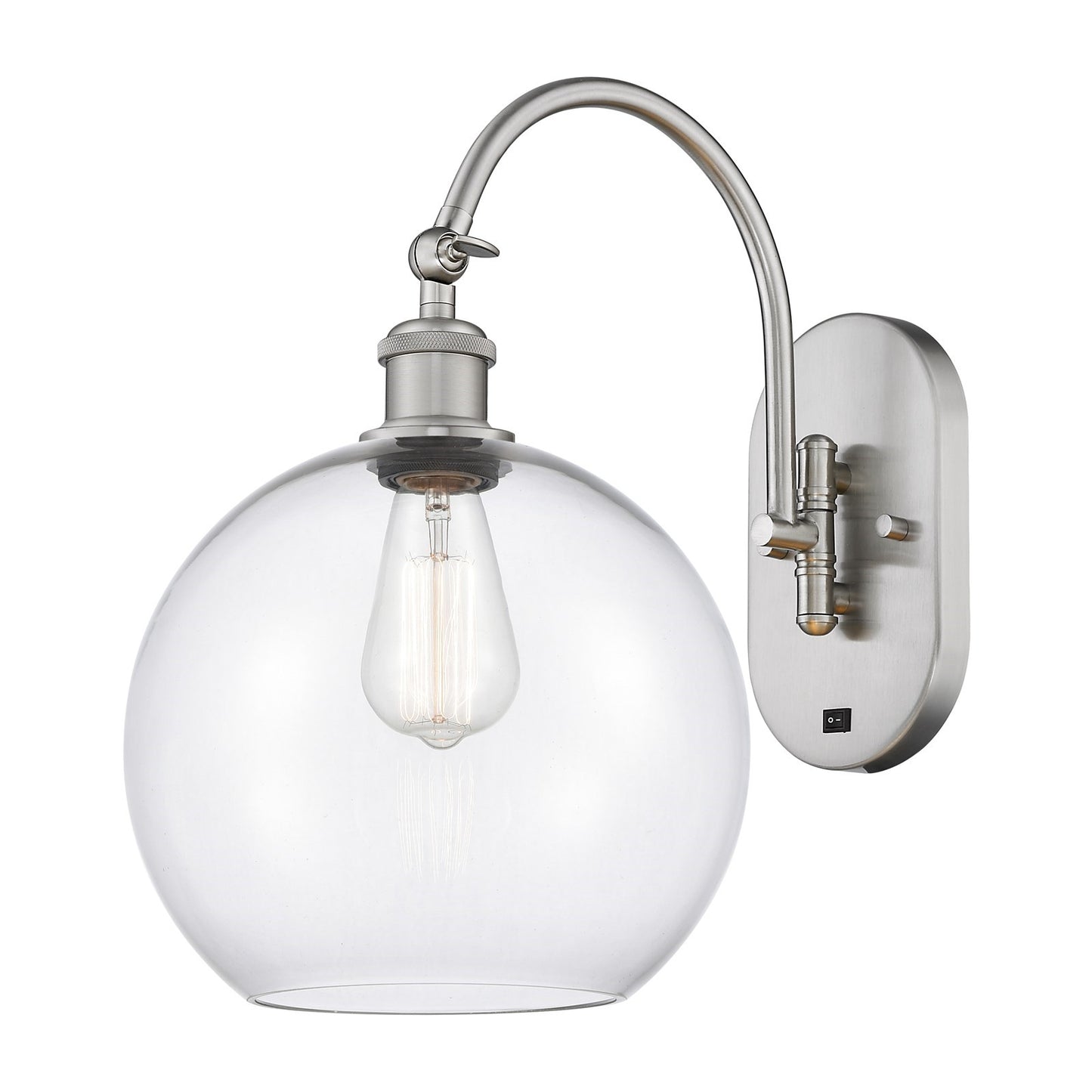 Innovations Athens 10in 1-Light Wall Sconce | Industrial Brushed Satin Nickel and Clear Glass | Bedroom & Hallway Accent | Model 918-1W-SN-G122-10