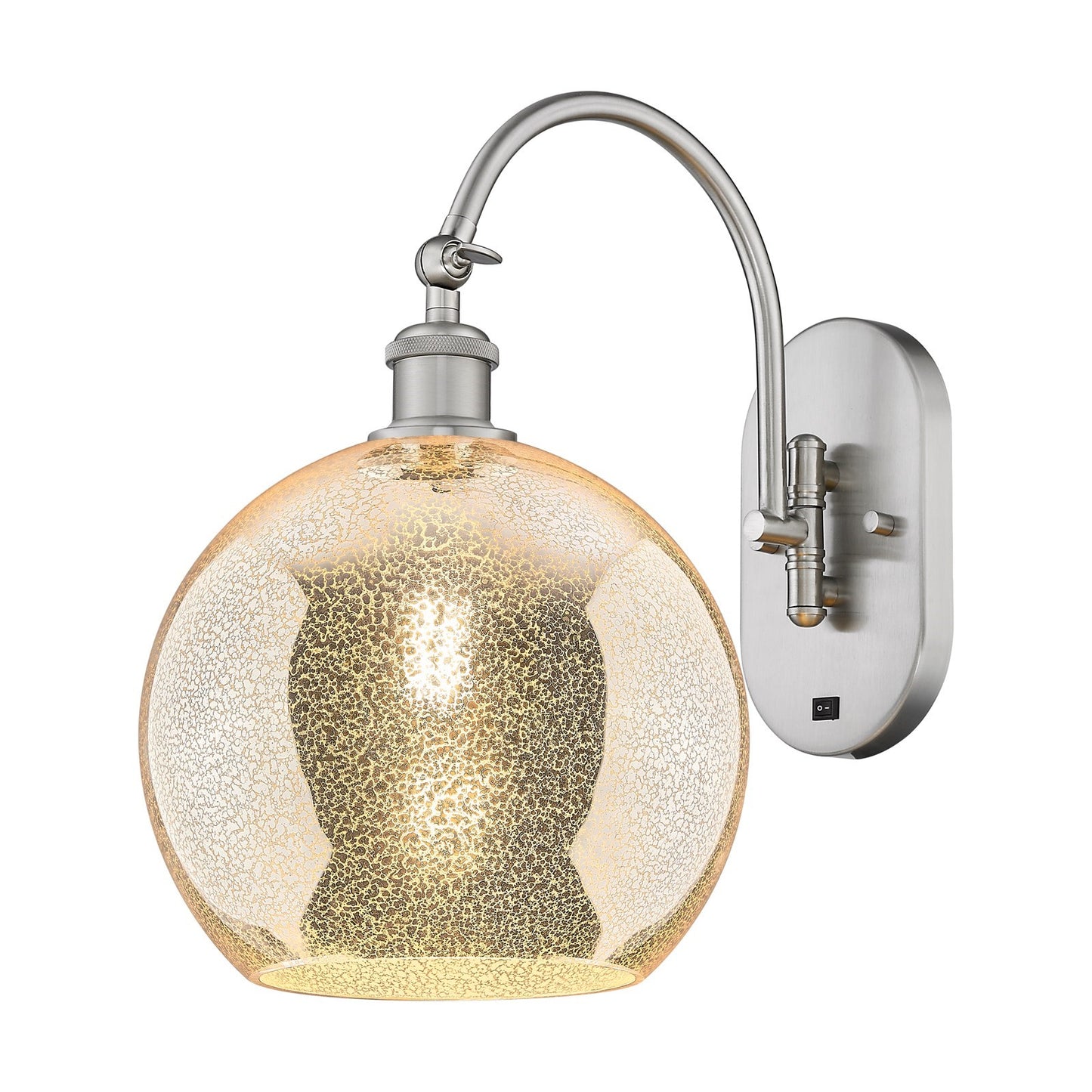 Innovations Athens 10in 1-Light Wall Sconce | Industrial Brushed Satin Nickel Steel and Mercury Glass | Hallway & Bedroom Accent | Model 918-1W-SN-G128-10