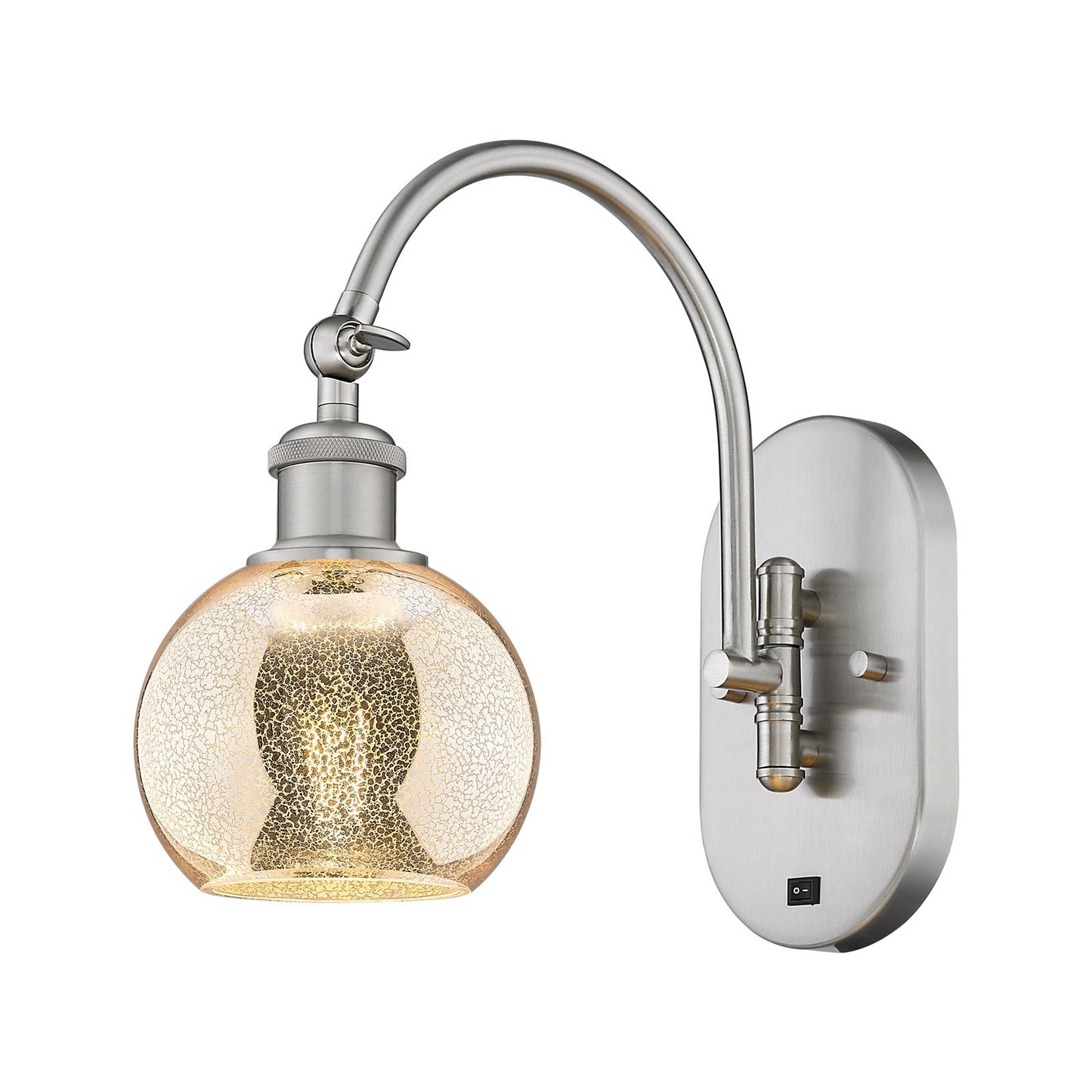 Innovations Athens 6in 1-Light Wall Sconce | Industrial Brushed Satin Nickel and Mercury Glass | Hallway & Bedroom Accent | Model 918-1W-SN-G128-6
