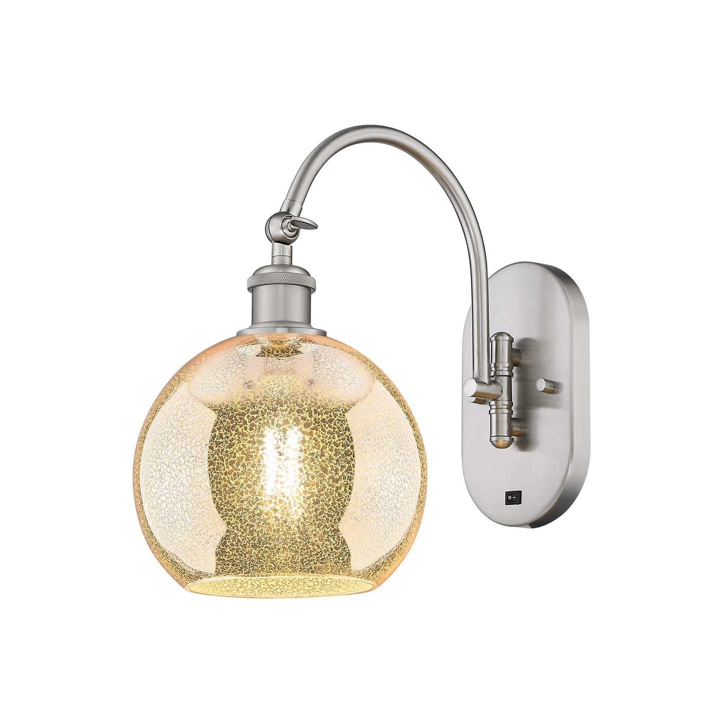 Innovations Athens 8in 1-Light Wall Sconce | Industrial Brushed Satin Nickel and Mercury Glass | Hallway & Bedroom Accent | Model 918-1W-SN-G128-8