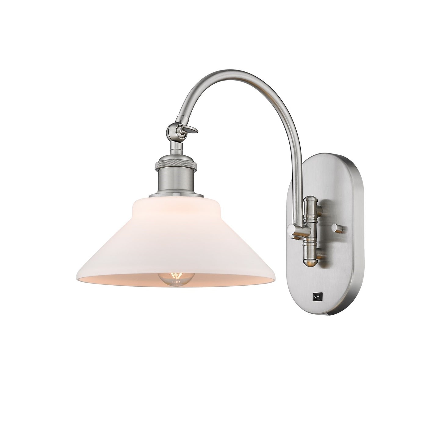 Innovations Orwell 8.375in 1-Light Wall Sconce | Industrial Brushed Satin Nickel and Matte White Glass | Hallway & Bedroom Accent | Model 918-1W-SN-G131