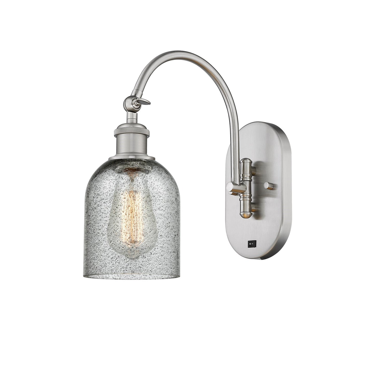 Innovations Caledonia 5in 1-Light Wall Sconce | Industrial Brushed Satin Nickel and Charcoal Glass | Bedroom & Hallway Accent Light | Model 918-1W-SN-G257