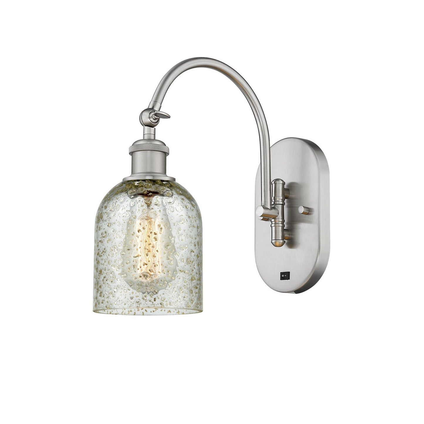 Innovations Caledonia 5in 1-Light Wall Sconce | Industrial Brushed Satin Nickel and Mica Glass | Bedroom & Hallway Accent Light | Model 918-1W-SN-G259