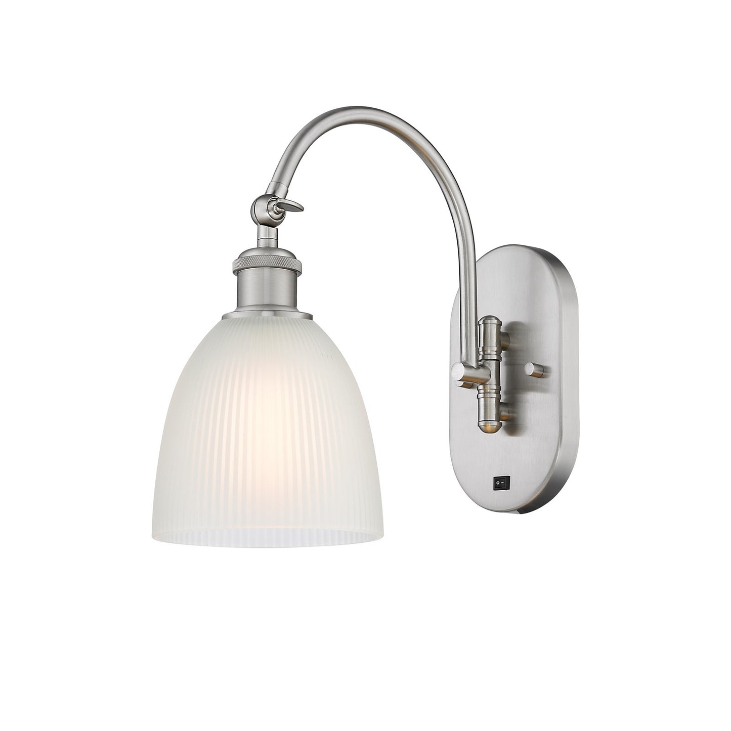 Innovations Castile 6in 1-Light Wall Sconce | Industrial Brushed Satin Nickel and White Glass | Hallway & Bathroom Accent | Model 918-1W-SN-G381