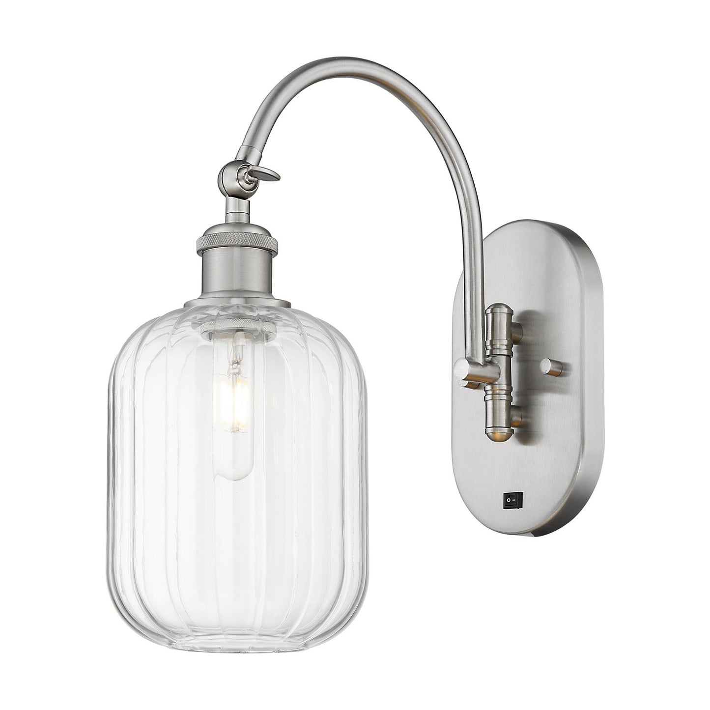 Innovations Preston Cylinder 6.75in 1-Light Wall Sconce | Industrial Brushed Satin Nickel Steel and Clear Glass | Hallway & | Model 918-1W-SN-G460-7CL