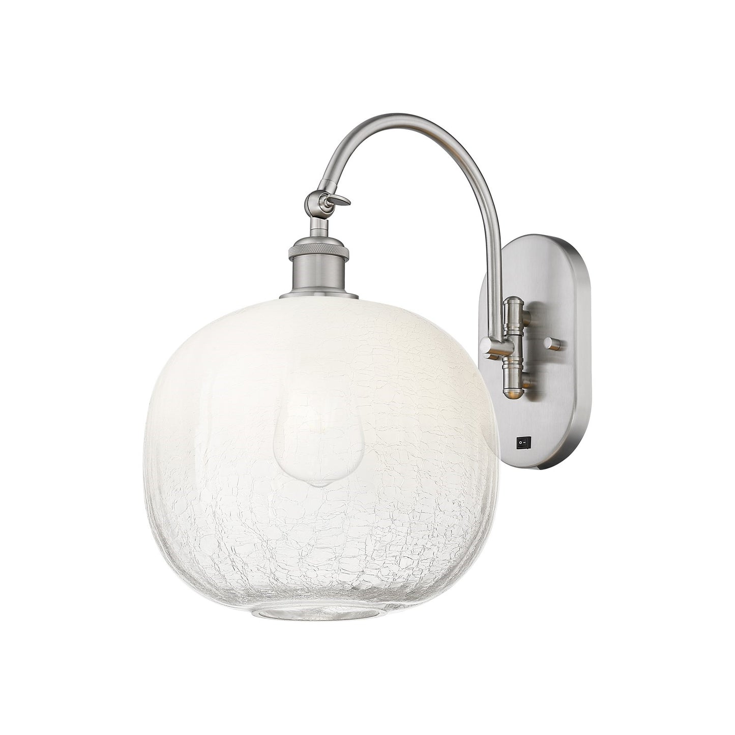 Innovations Brookhaven Sphere 11in 1-Light Wall Sconce | Industrial Brushed Satin Nickel and Opal Glass | Hallway & Bathroom | Model 918-1W-SN-G481-10OP