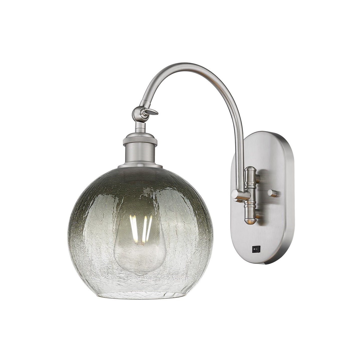 Innovations Brookhaven Globe 8in 1-Light Wall Sconce | Industrial Brushed Satin Nickel and Slate Glass | Hallway & Bedroom | Model 918-1W-SN-G483-8SL