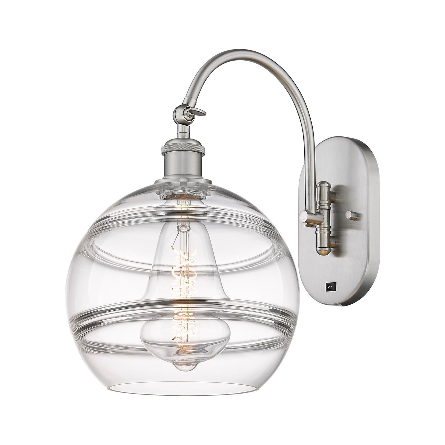 Innovations Rochester 10in 1-Light Wall Sconce | Industrial Brushed Satin Nickel and Clear Glass | Living Room & Hallway | Model 918-1W-SN-G556-10CL
