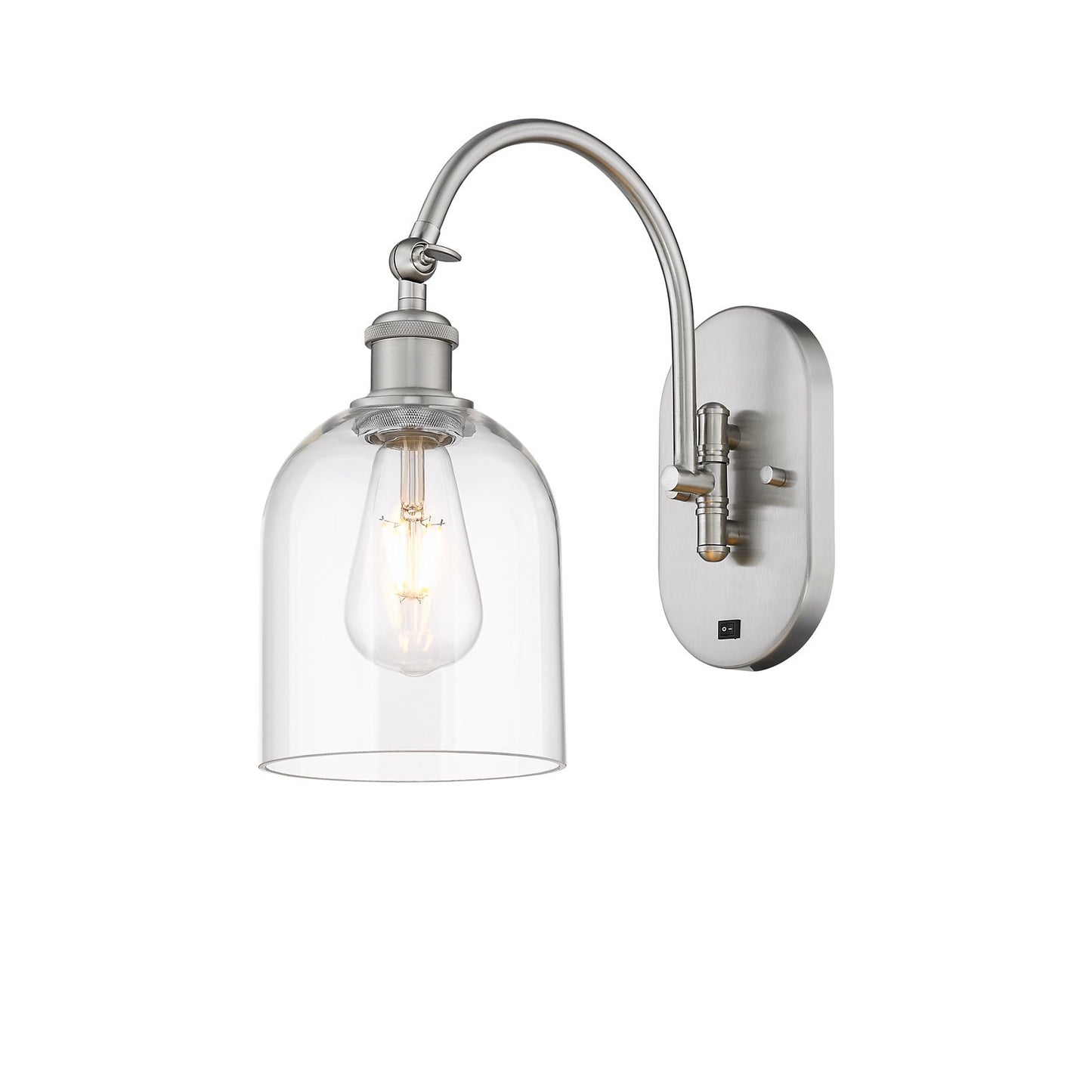 Innovations Bella 6in 1-Light Wall Sconce | Industrial Brushed Satin Nickel and Clear Glass | Bedroom & Hallway Accent | Model 918-1W-SN-G558-6CL