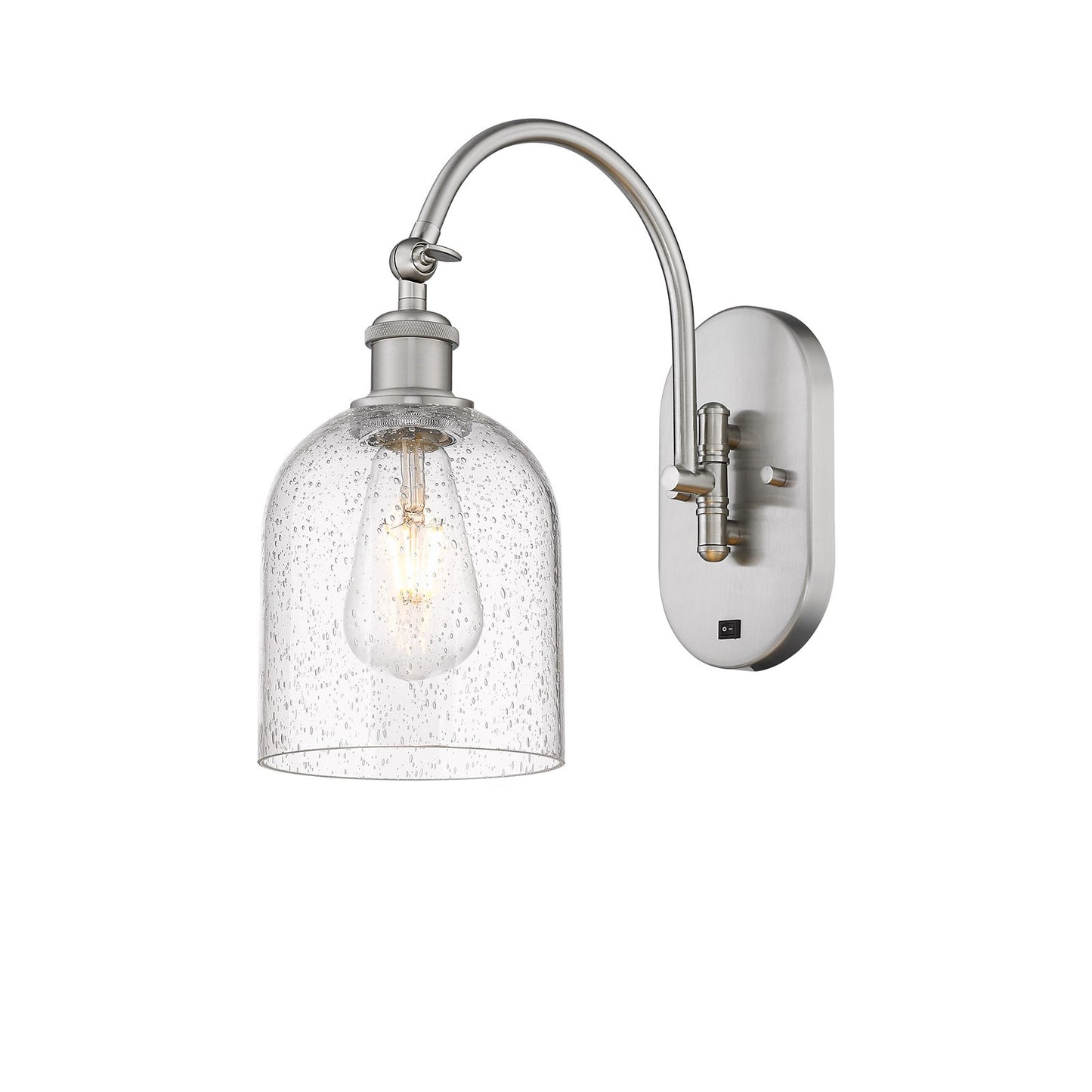 Innovations Bella 6in 1-Light Wall Sconce | Industrial Brushed Satin Nickel and Seedy Glass | Bedroom & Hallway Accent | Model 918-1W-SN-G558-6SDY