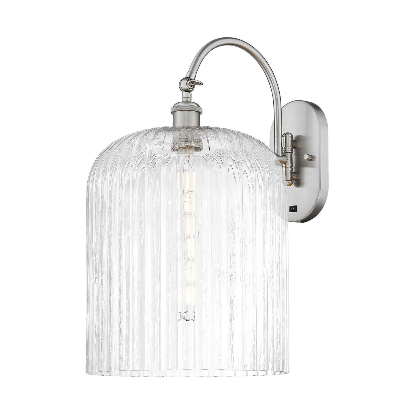Innovations Bridal Veil 12in 1-Light Wall Sconce | Industrial Brushed Satin Nickel and Clear Ribbed Glass | Living Room & | Model 918-1W-SN-G559-12CL