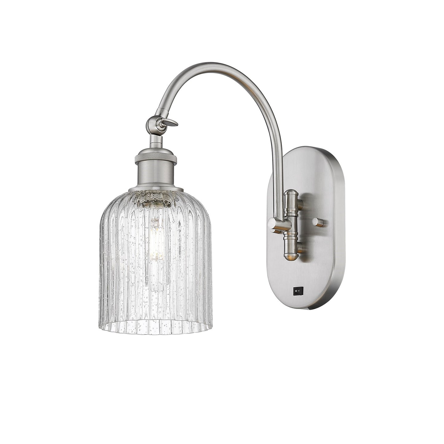 Innovations Bridal Veil 5in 1-Light Wall Sconce | Industrial Brushed Satin Nickel and Seedy Ribbed Glass | Hallway & Bathroom | Model 918-1W-SN-G559-5SDY