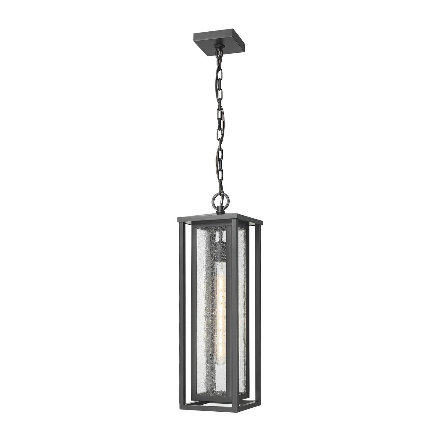 Innovations Ashland 7in 1-Light Pendant | Contemporary Matte Black and Seedy Glass | Covered Porch & Entryway | Model 9950-1H-BK-23-SDY