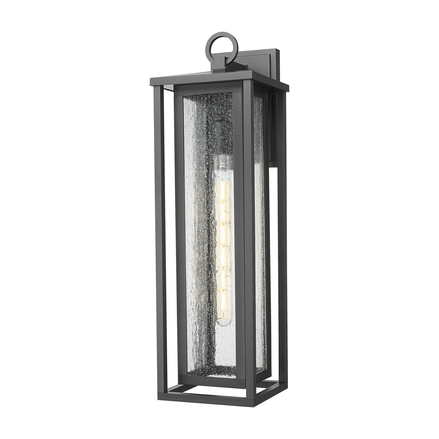 Innovations Ashland 23in 1-Light Wall Sconce | Coastal Matte Black EPMM and Seedy Glass | Covered Porch & Entryway | Model 9950-1W-BK-23-SDY