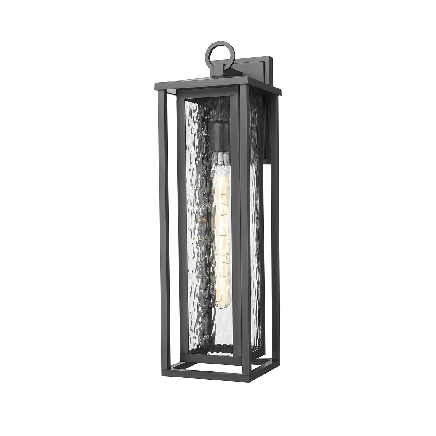 Innovations Ashland 23in 1-Light Wall Sconce | Coastal Matte Black EPMM and Water Glass | Covered Porch & Entryway | Model 9950-1W-BK-23-WG
