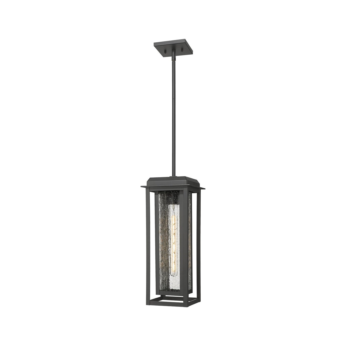 Innovations Mansfield 19in 1-Light Pendant | Coastal Matte Black Aluminum and Seedy Glass | Covered Patio & Entryway | Model 9951-1H-BK-19-CG-BK-SDY