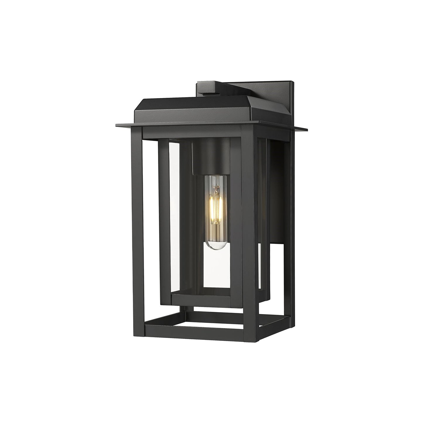 Innovations Mansfield 13in 1-Light Wall Sconce | Contemporary Matte Black Aluminum and Clear Glass | Outdoor Porch & | Model 9951-1W-BK-13-CG-BK-CL